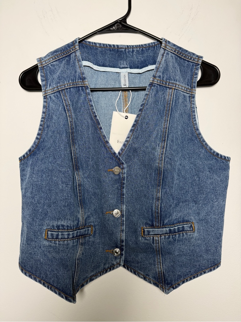 NWT Vintage Style Blue Denim Button Vest - Size M